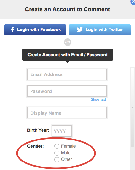 Gender non binary form options
