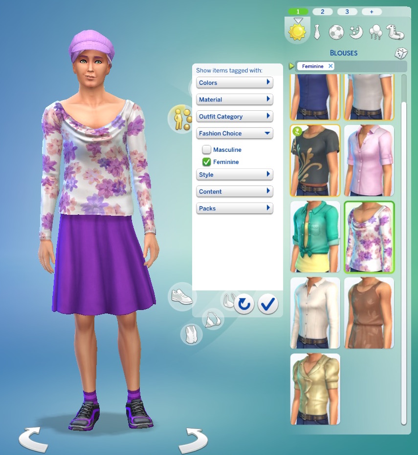 Ziggy Sim in purple skirt