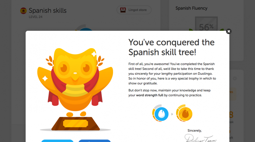 Duolingo Spanish trophy