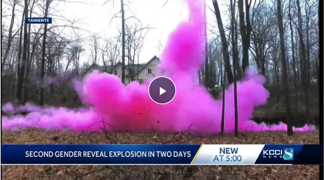 “Second gender reveal explosion in two days”. Screenshot from KCCI.