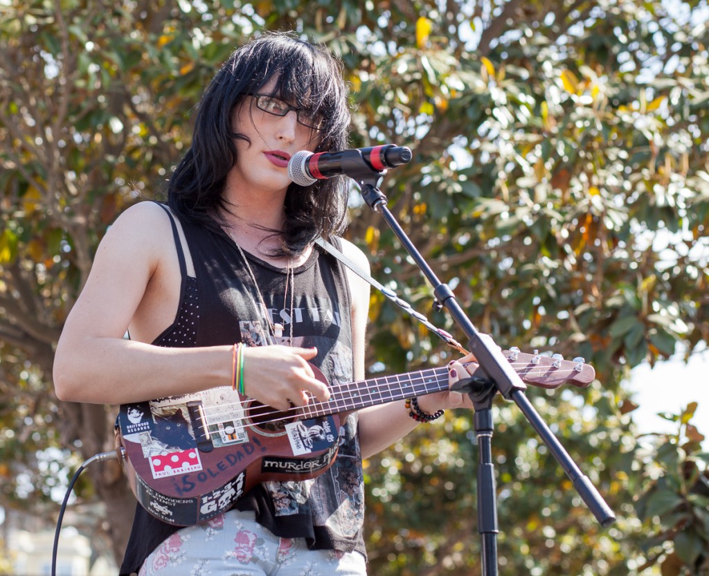 Diana Regan performing at the Trans March