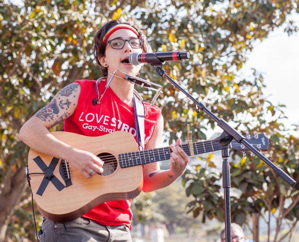 Ryan Cassata performing at the Trans March