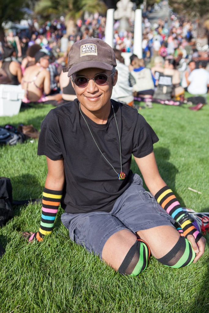 Pax wearing rainbow stripes. Photo by Chris