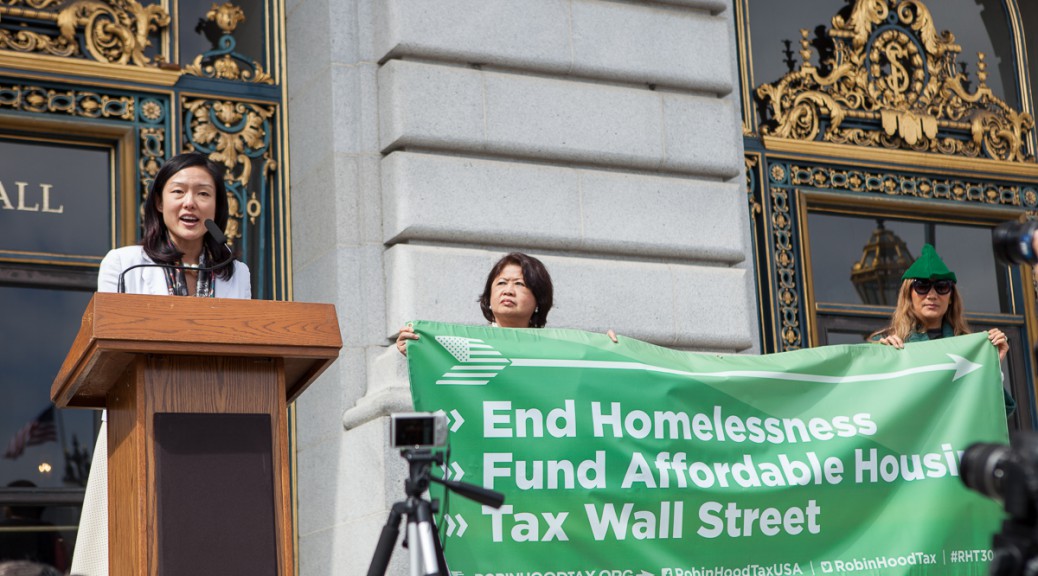 Robin Hood Tax rally at SF City Hall