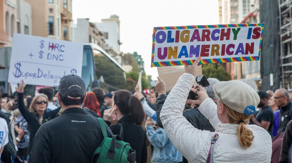 Protesters on Nob Hill