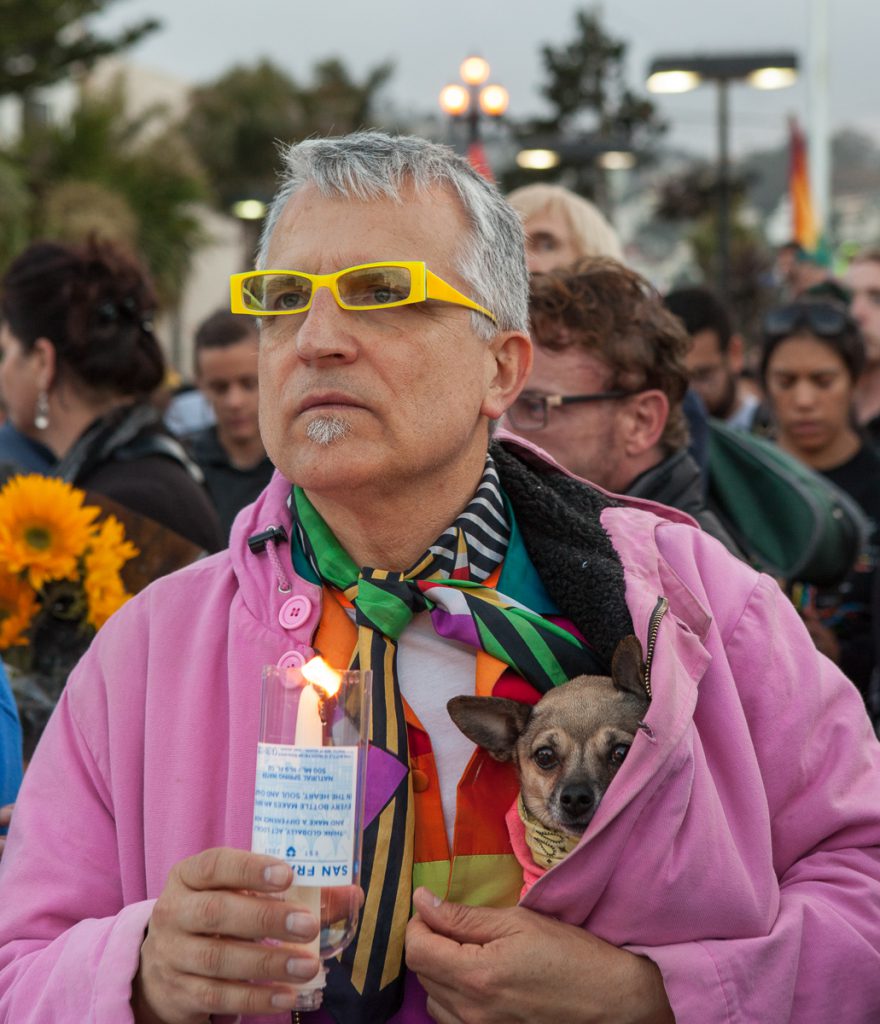 Vigil with dog in the Castro