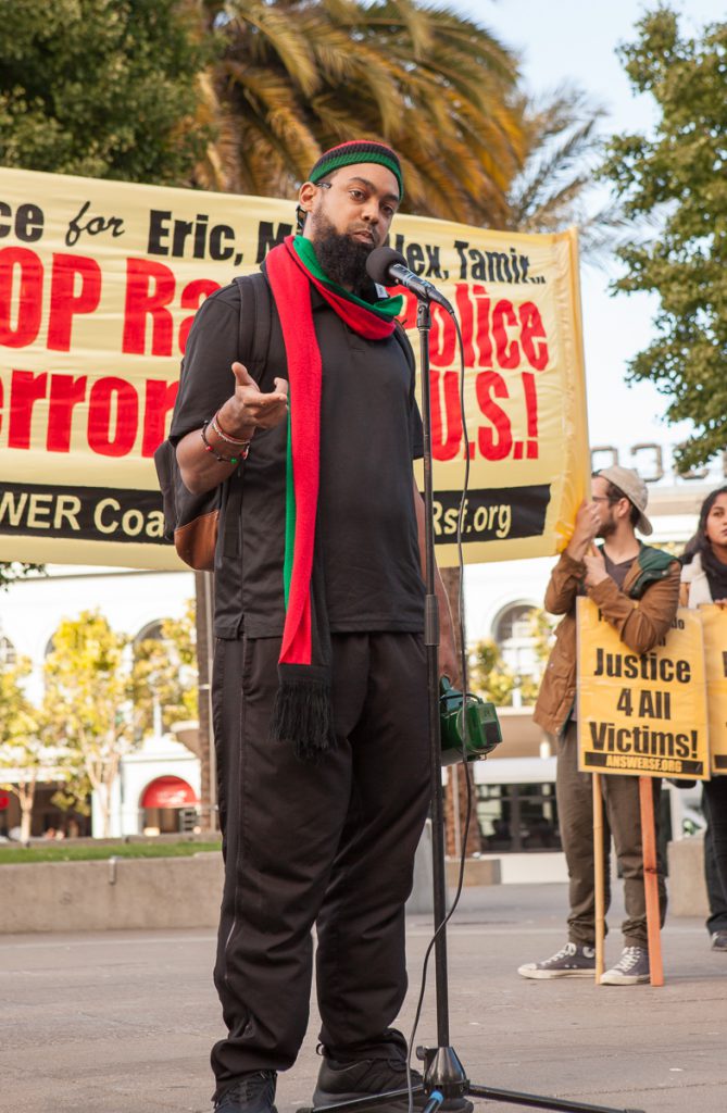 Speaker at rally against racist police