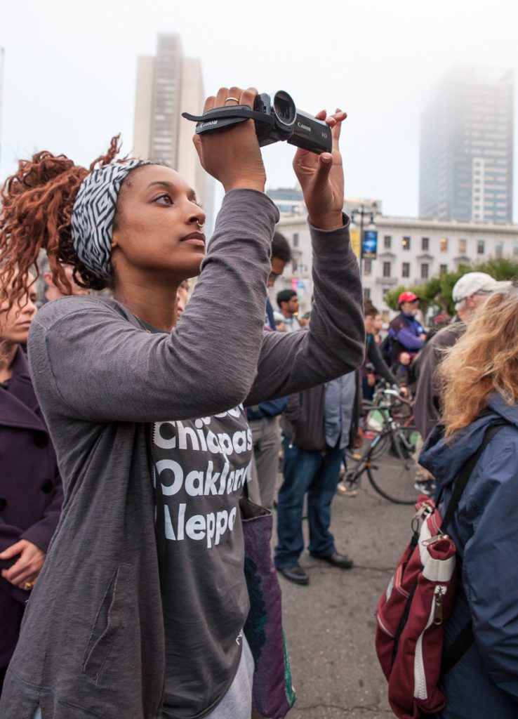 Filiming rally at City Hall