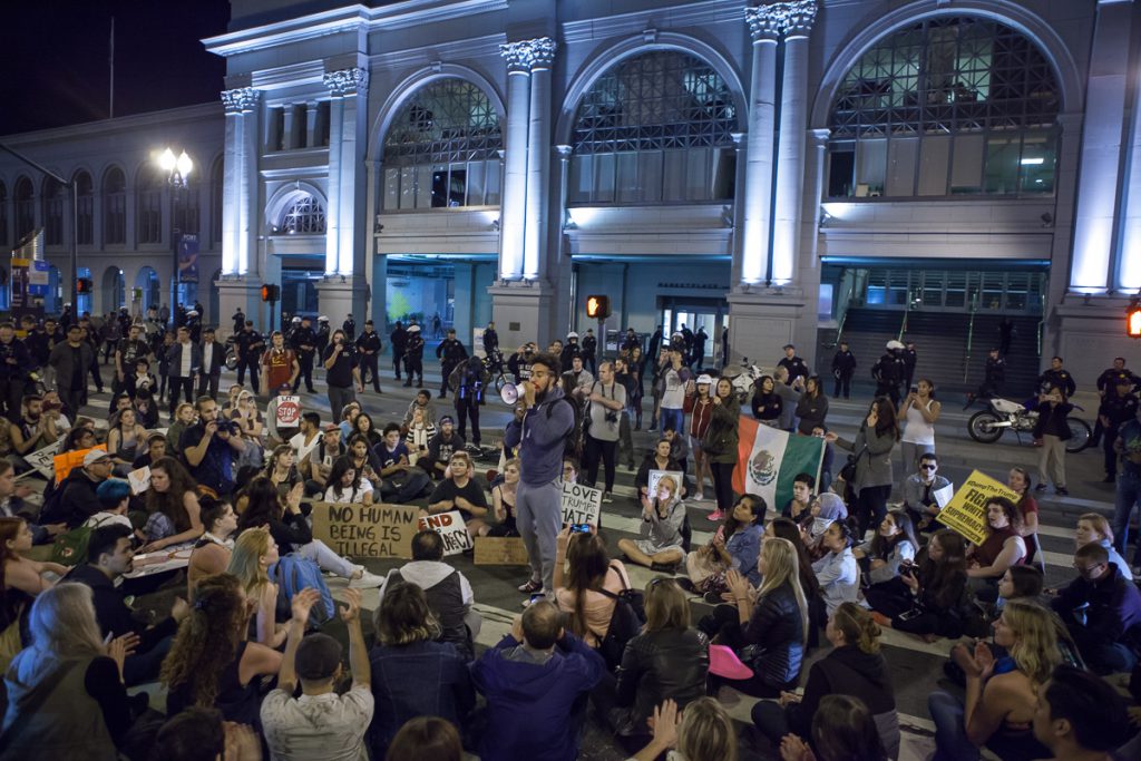 Trump protest at the Ferry Building