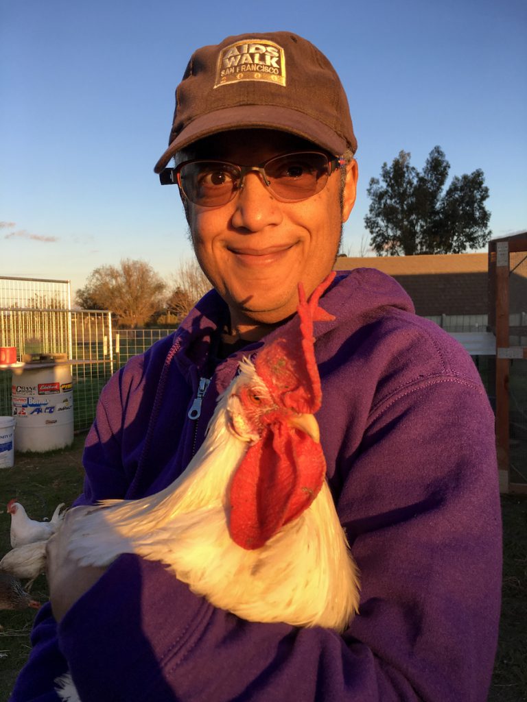 Pax with Ricky the rooster