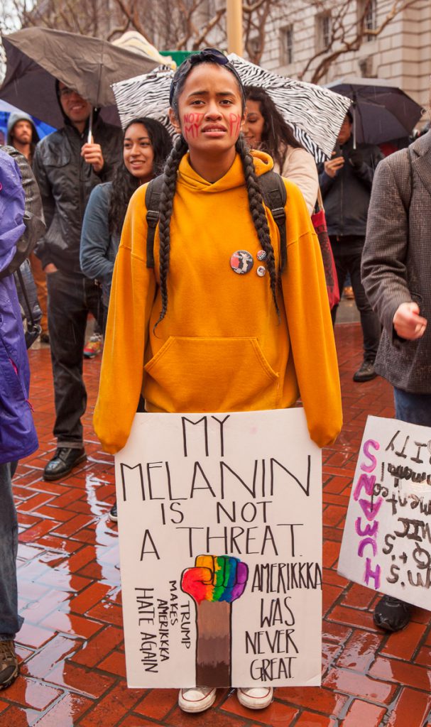 Rainy Trump protest