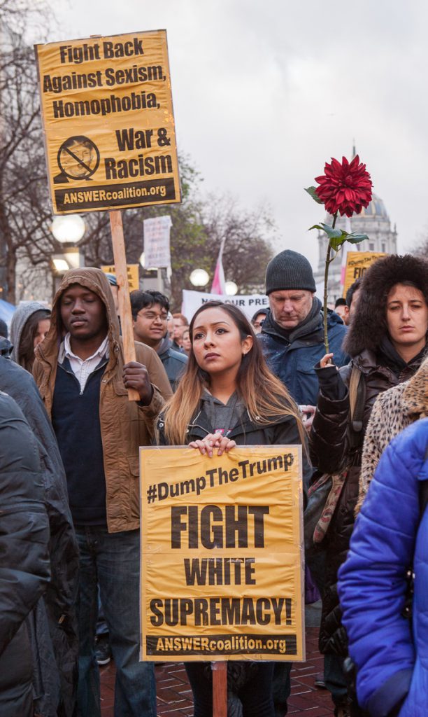 Rainy Trump protest