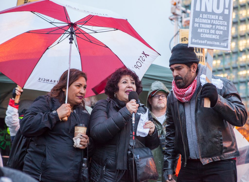 Rainy Trump protest