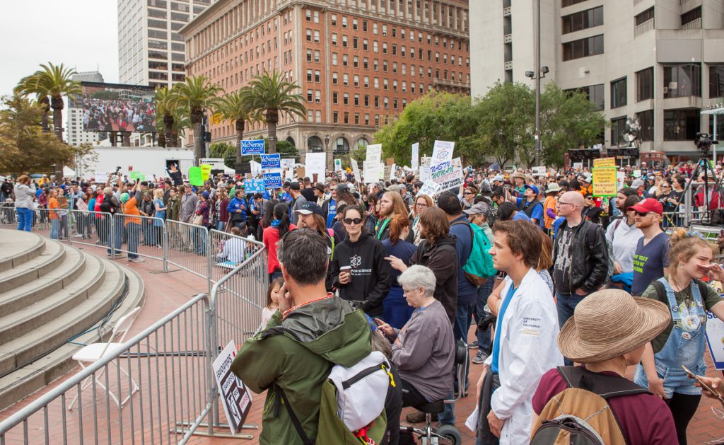 Crowd at Justin Herman Plaza