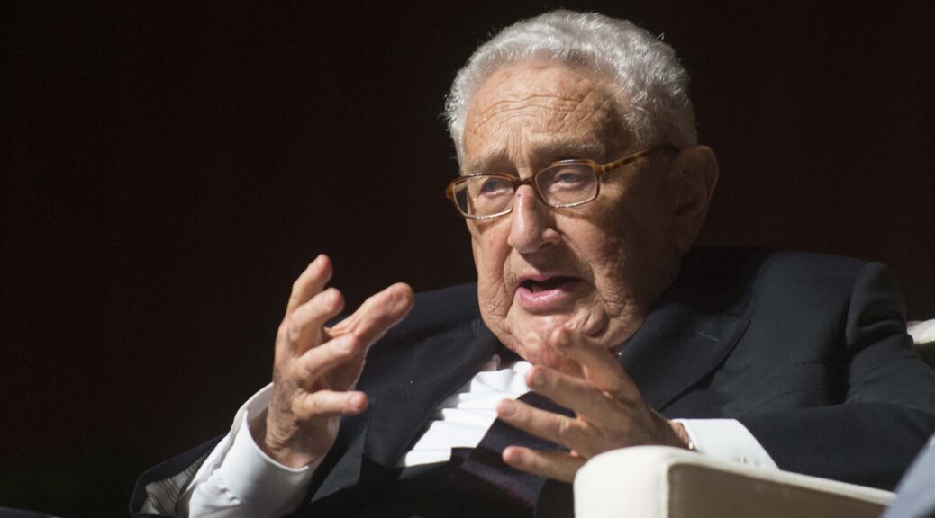 Henry Kissinger speaking at the LBJ Presidential Library in 2016.
